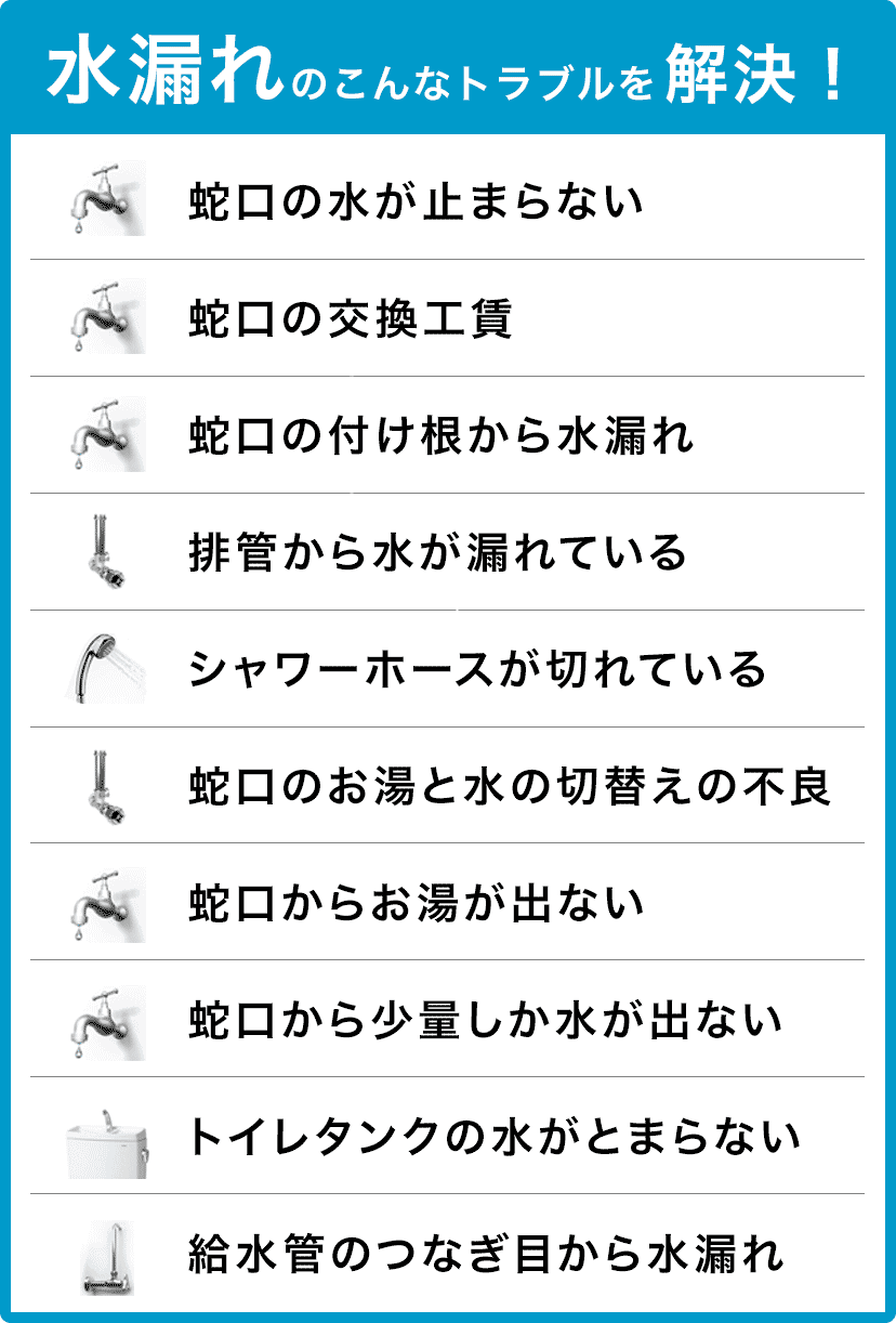 蛇口の水が止まらない・蛇口の交換・蛇口の付け根から水漏れ・配管から水が漏れている・シャワーホースが切れている・蛇口のお湯と水の切り替えの不良・蛇口からお湯が出ない・蛇口から少量しか水が出ない・トイレタンクの水が止まらない・給水管のつなぎ目から水漏れ 橿原市