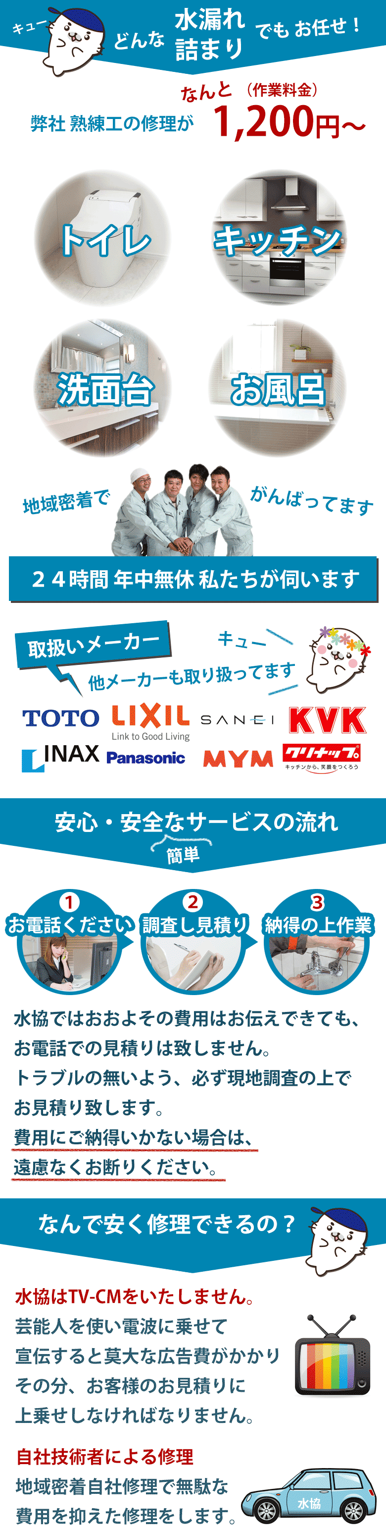 近くの水道屋水漏れ修理業者 MYM